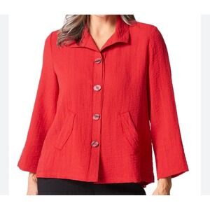 Habitat Clothes To Live In‎ Red Crinkle Swing Jacket Women Size S New